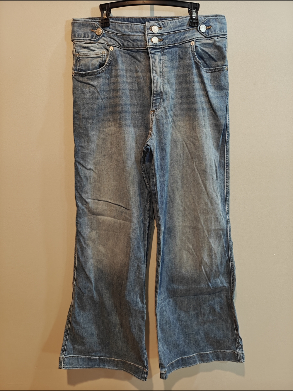 Express Light Blue Wide Leg Jeans Double-Button Waistband Size 12R